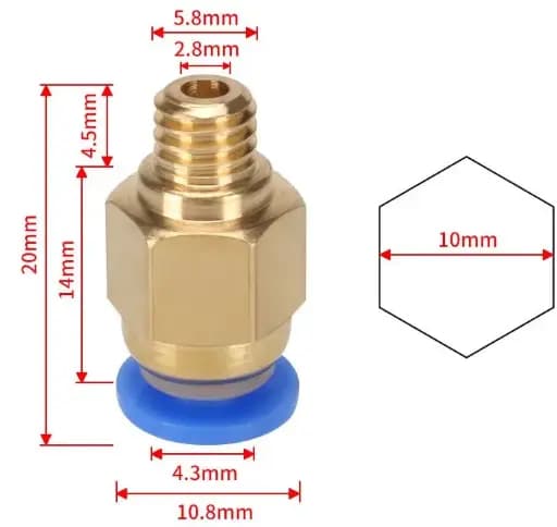 PC4-M6 Pneumatic Connector for 1.75mm / موصل نيوماتيكي موصل