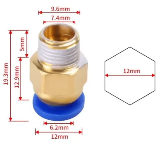 PC6-01 Pneumatic Connector for 3mm(M10) / موصل نيوماتيكي موصل