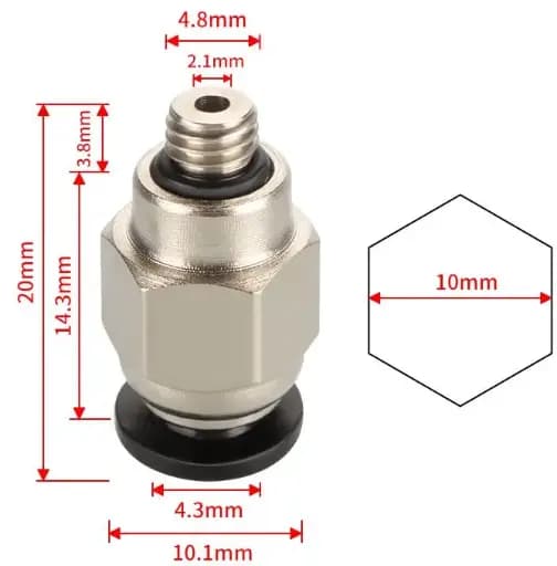 PC4-M5 Pneumatic Connector for 1.75mm(Silver) / موصل نيوماتيكي موصل