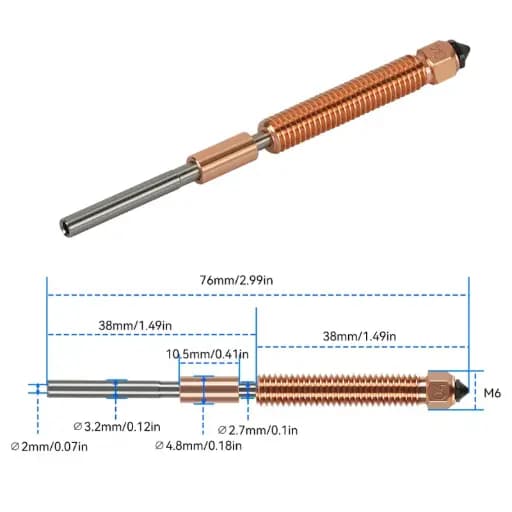 Integrated detachable nozzle For Creality K2 / Hi (1.75/0.4mm) / فوهة